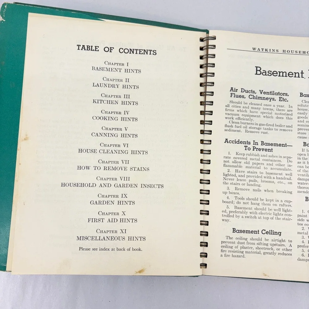 Vintage 1941 Watkins Household Hints Elaine Allen Spiral Bound Reference Book